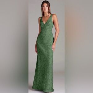 Azazie Strapless Green Floral Dress
